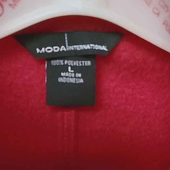 Vintage Moda Int red waist length zip up fleece jacket - Picture 2 of 4